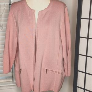 Talbots Open Cardigan Sweater Womens Size 2X Pink Long Sleeve Pockets